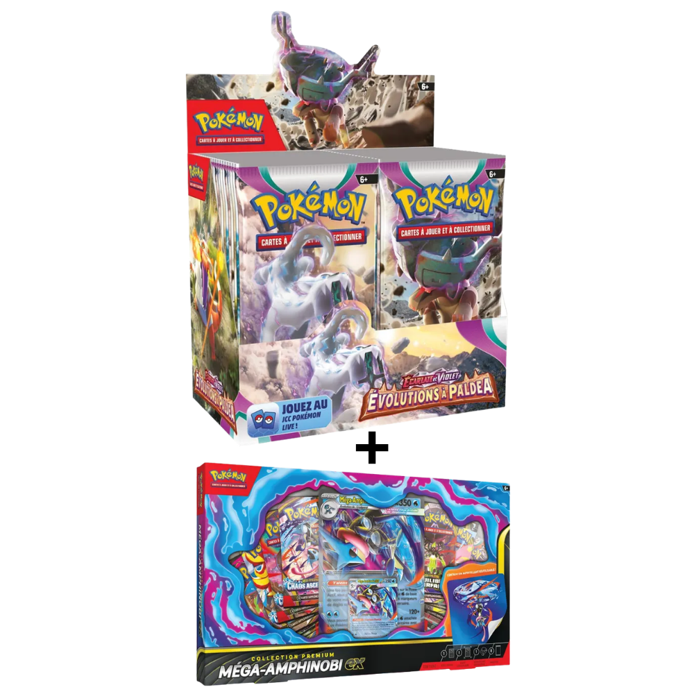 Display Pokémon EV02 Evolutions à Paldea + 1 coffret Mega-Amphinobi-ex - Français