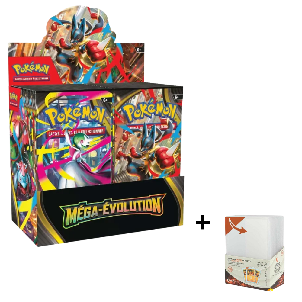 Display Pokémon ME1 Méga-Evolutions + x25 Toploader - Français