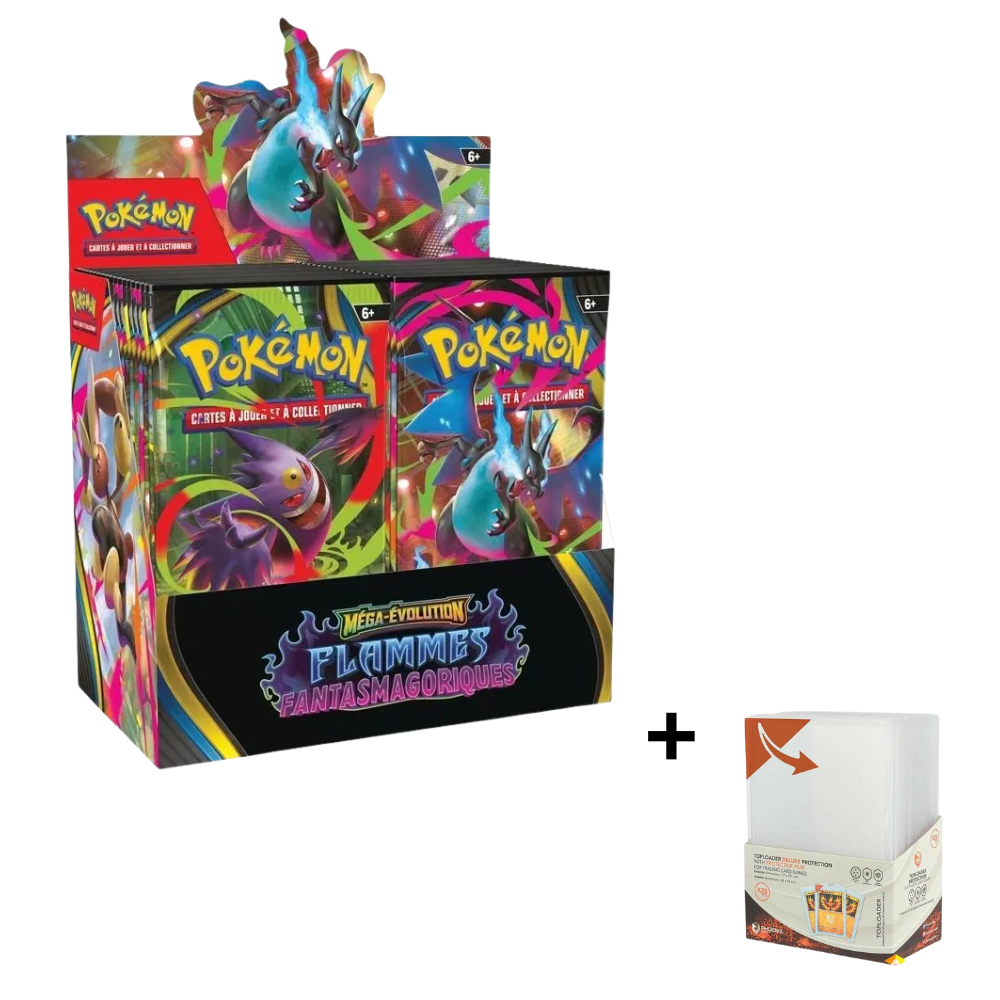 Display Pokémon ME2 Flammes Fantasmagoriques + x25 Toploader - Français