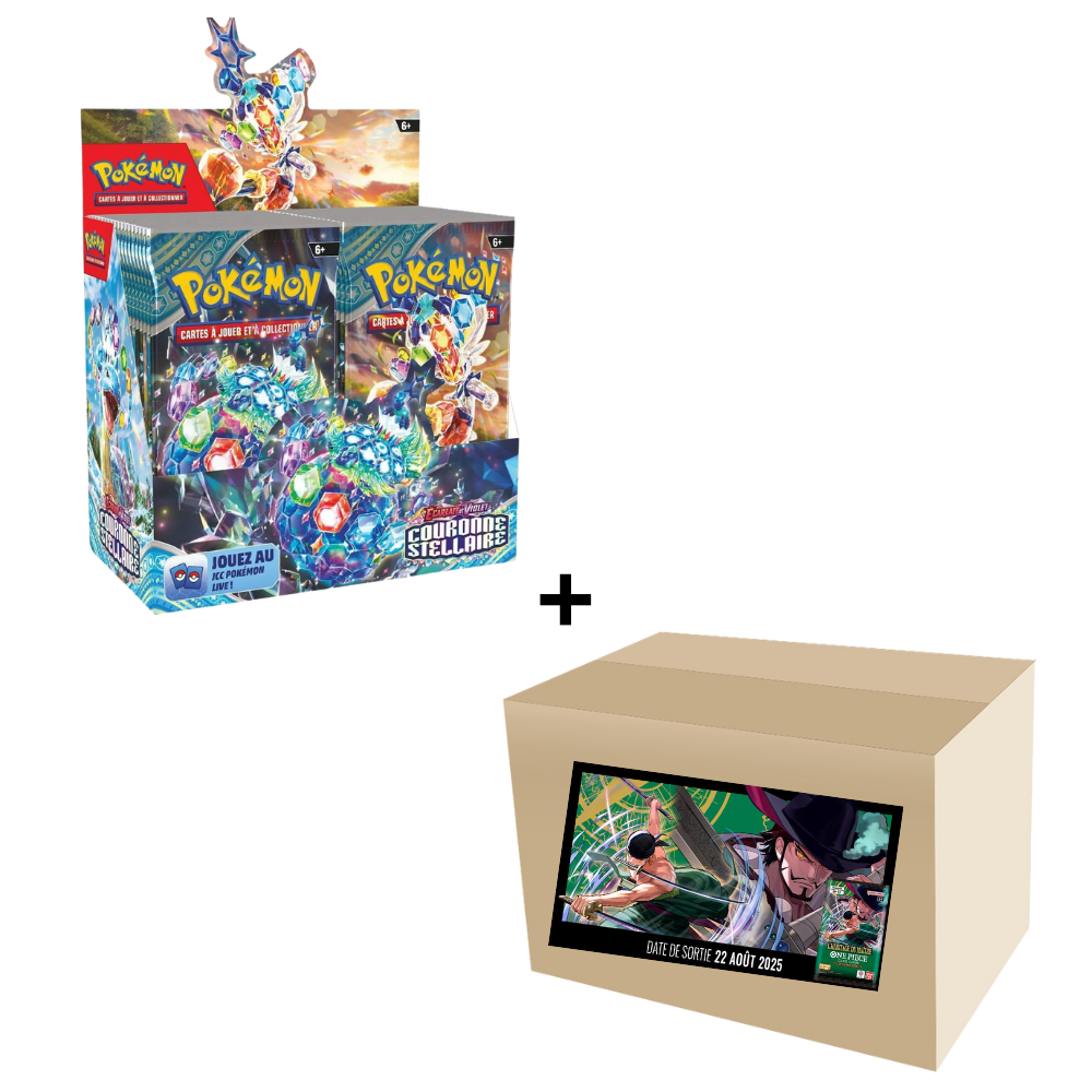 Bundle Pokémon x One Piece - Display EV7 + Carton de 24 boosters sous blister OP12 - Français