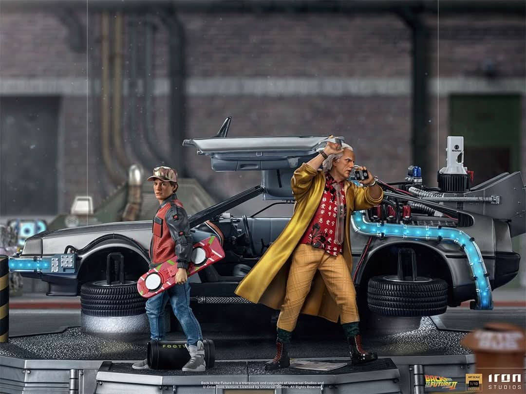 Statue Delorean Full Set Deluxe - Back to the Future II - Art Scale 1/10 - Iron Studios