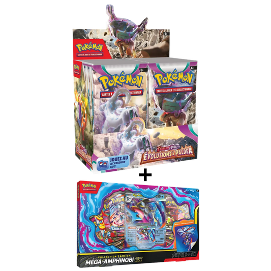Display Pokémon EV02 Evolutions à Paldea + 1 coffret Mega-Amphinobi-ex - Français