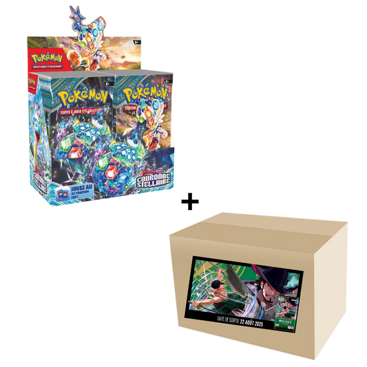 Bundle Pokémon x One Piece - Display EV7 + Carton de 24 boosters sous blister OP12 - Français