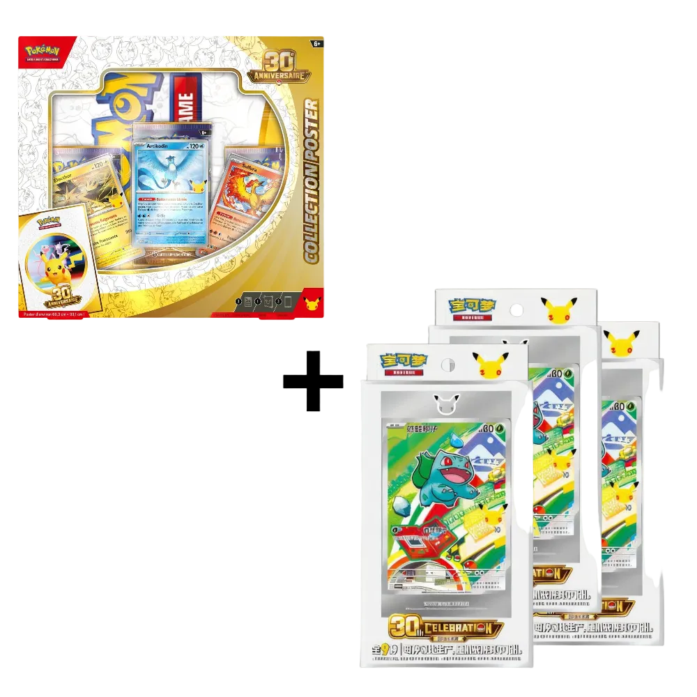 Coffret Collection Poster Pokémon 30 ans Français + 3 Mini Coffret 30 às Chinois